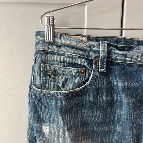 Polo Ralph Laure Denim Patchwork Reworked Skirt Pencil Jean 10 Streetwear - Picture 2 of 10